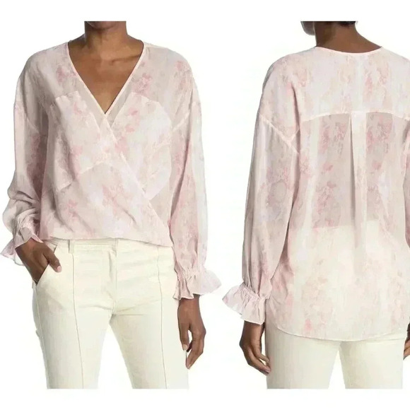 ALL SAINTS Penny Masala Blouse Pale Pink High Low Faux Wrap Size 4 NEW 165 - Picture 1 of 4